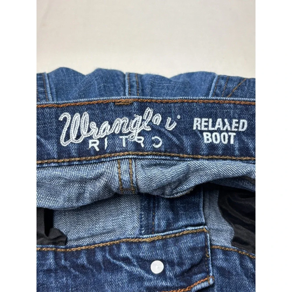 Wrangler Relaxed Boot Jeans Mens 36x32 Dark‎ Wash Denim Fly Casual